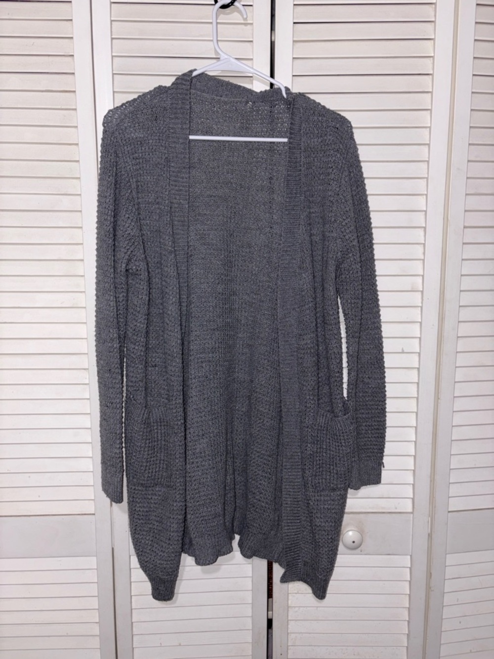 Cozy Open-Front Gray Knit Cardigan Sweater
